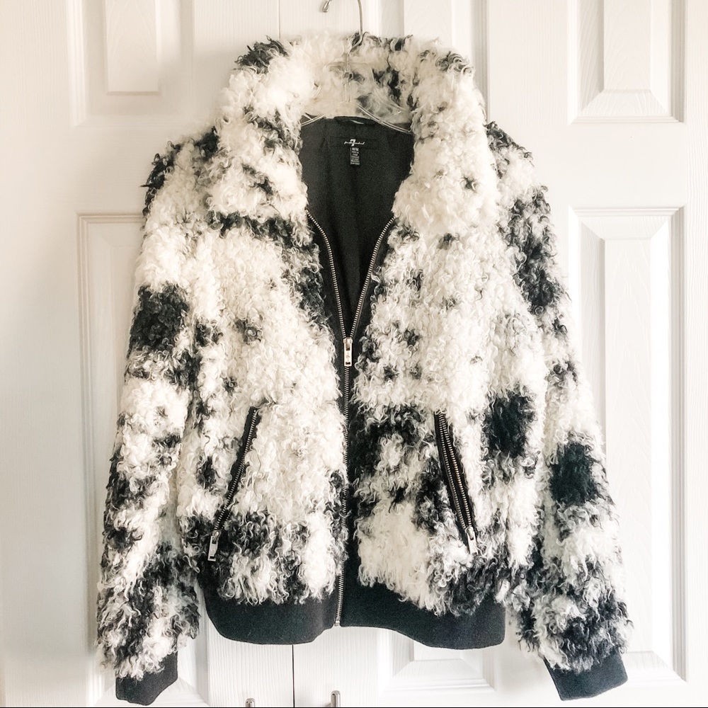 7FAM 7 for all mankind | fuzzy bomber jacket